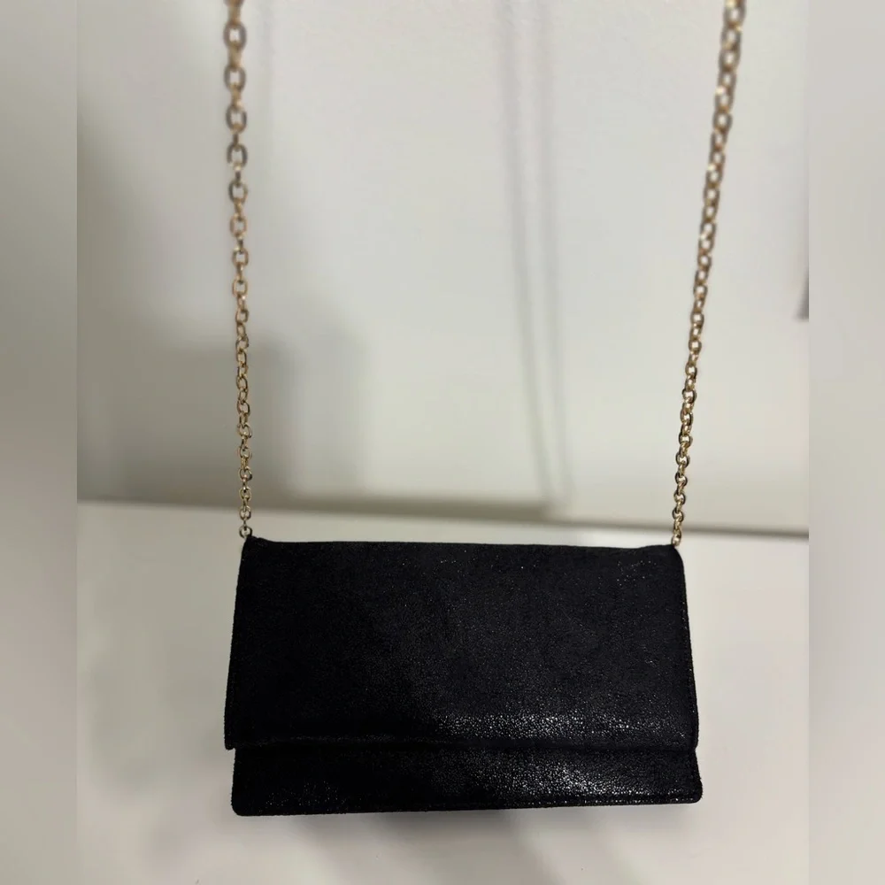 Urban Expressions Black Vegan Leather Wallet on Chain Crossbody Clutch
